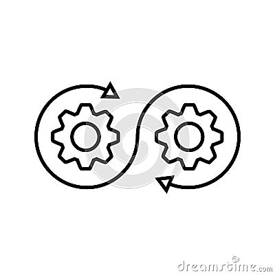 Development icon in transparent style. Devops vector illustration on isolated background. Cog with arrow business concept. Vector Illustration