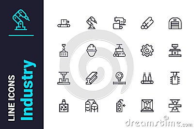 Development in industrial business icons set Vector Illustration