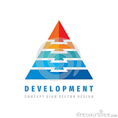 Development logo template design. Progress business vector symbol. Abstract triangle sign. Stylized pyramid structure concept Vector Illustration
