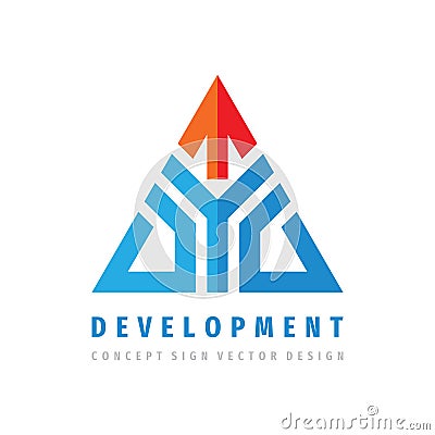 Development logo template design. Progress business vector symbol. Abstract triangle sign. Stylized pyramid structure concept Vector Illustration