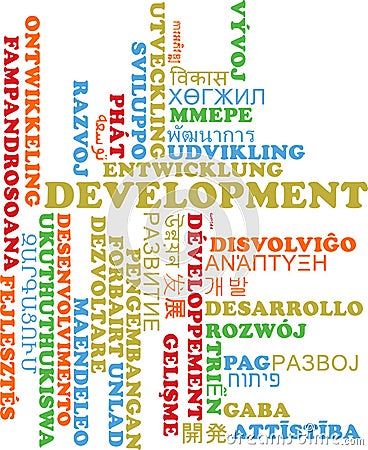Development multilanguage wordcloud background concept Cartoon Illustration