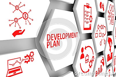 DEVELOPMENT PLAN concept cell background Cartoon Illustration