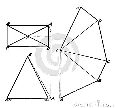 Development of Rectangular Pyramid vintage illustration Vector Illustration