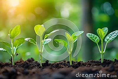 Development of seedling growth Planting seedlings Stock Photo