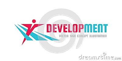 Development - vector logo template concept illustration. Human character. Abstract man figure. People sign. Fitness sport. Vector Illustration