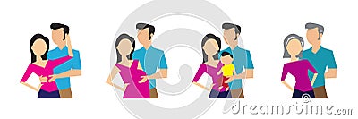 Developmental stages of the family generation Cartoon Illustration