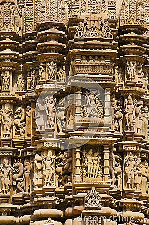 DEVI JAGDAMBA, Wall Sculptures, Varaha and others Western Group, Khajuraho, Madhya Pradesh, UNESCO World Heritage Site Stock Photo