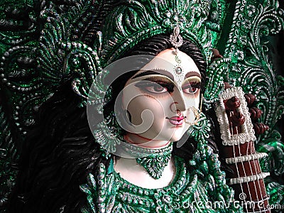 Devi Saraswati. Goddess of Wisdom Stock Photo