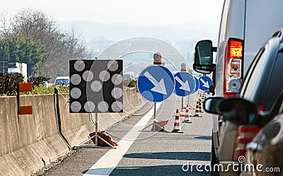 Deviation on the highway. Stock Photo