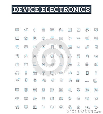 Device electronics vector line icons set. Electronics, Device, Computing, Gadgets, Smartphones, Tablets, Computers Vector Illustration