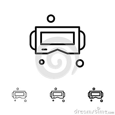 Device, Glasses, Google Glass, Smart Bold and thin black line icon set Vector Illustration