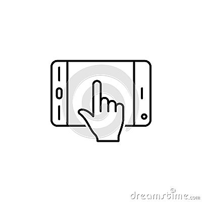 Device, hands, holding outline icon. Element of simple icon for websites, web design, mobile app, info graphics. Signs and symbols Stock Photo