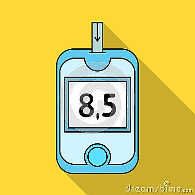 A device for measuring the level of blood sugar.Equipping the patient with diabetes.Diabetes single icon in flat style Vector Illustration