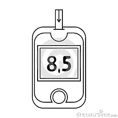 A device for measuring the level of blood sugar.Equipping the patient with diabetes.Diabetes single icon in outline Vector Illustration