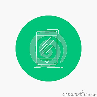 Device, mobile, phone, smartphone, telephone White Line Icon in Circle background. vector icon illustration Vector Illustration