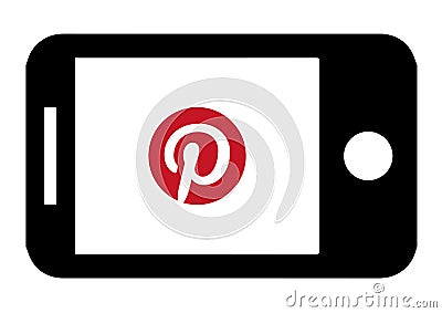 Device Pinterest Icon Design. Audio, graphic. Editorial Stock Photo