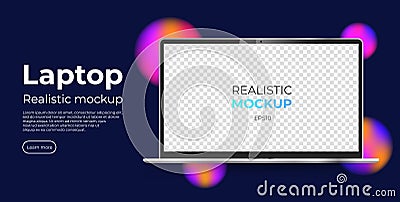 Device realistic mockup. Landing page for app presentation or web page. Glassmorphism circle dector. Minimalistic style web page. Stock Photo