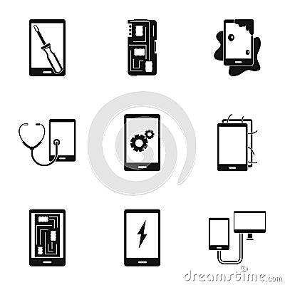 Device repair icon set, simple style Vector Illustration