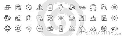 Device, Timer and Like line icons. For web app, printing. Line icons. Vector Vector Illustration