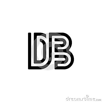 Abstract initial letter DB logo outline vector black Vector Illustration