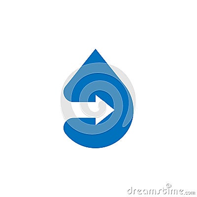 Blue waterdrop with arrow logo vector Vector Illustration