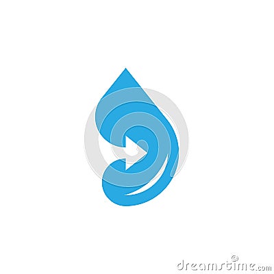 Blue waterdrop with arrow logo vector Vector Illustration