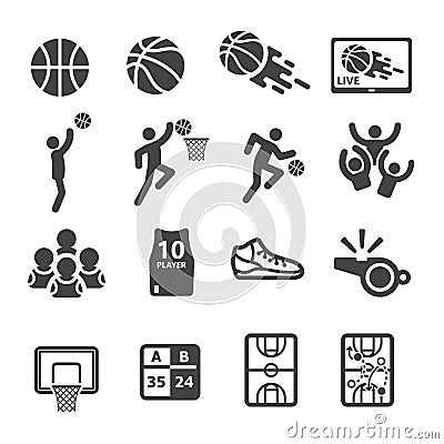 basketball icon set Vector Illustration