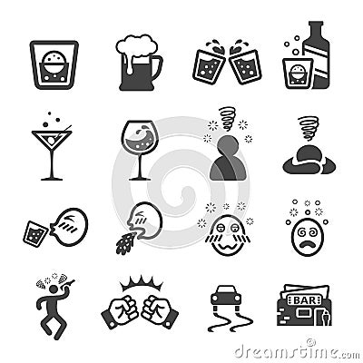 Drunken icon set Vector Illustration