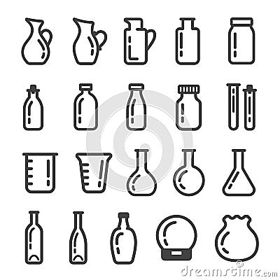 Glassware icon set Vector Illustration