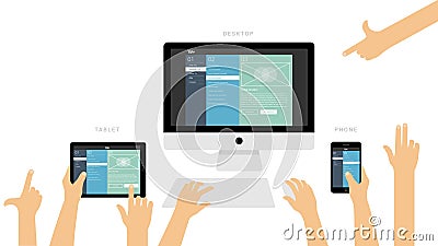 Devices with hand gestures Vector Illustration