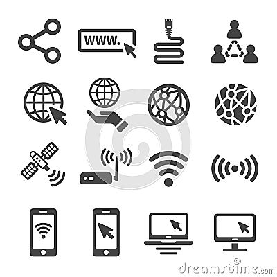 Internet and network icon set Vector Illustration