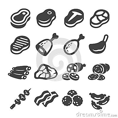 Meat icon set Cartoon Illustration