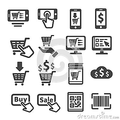 Online shopping icon set Vector Illustration