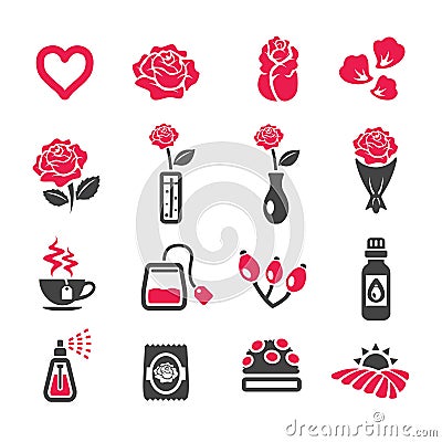 Rose icon set Vector Illustration