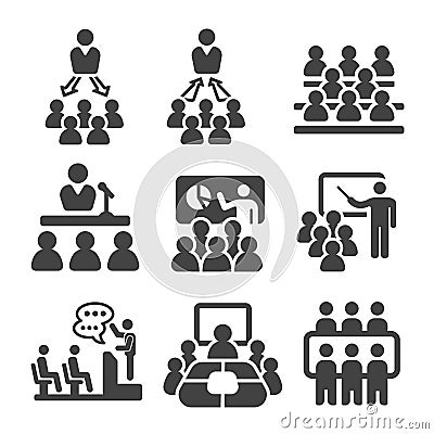 Seminar icon set Vector Illustration