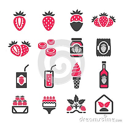 Strawberry icon set Vector Illustration