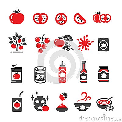 Tomato icon set Vector Illustration