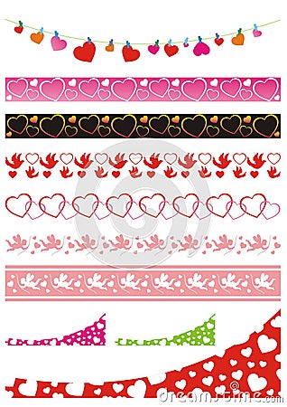 Devider set with hearts Vector Illustration