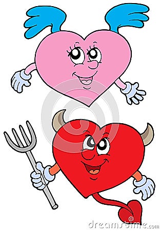 Devil and angel heart Vector Illustration