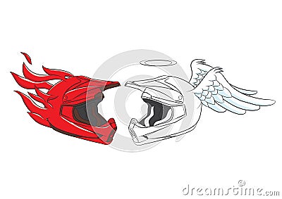 Devil and Angel Helmet Motocross Vector Illustration