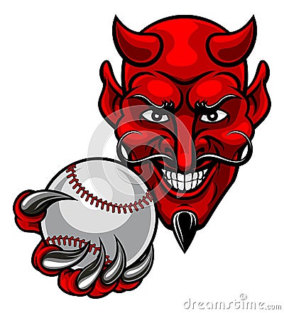 Devil Baseball Sports Mascot Vector Illustration