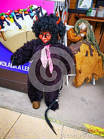 Devil BertÃ­k puppet at the kiosk in PrachovskÃ© skÃ¡ly Editorial Stock Photo