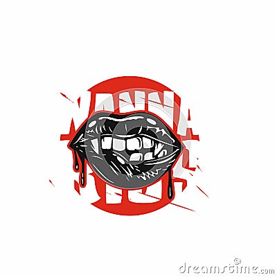 Devil biting lips vector illustration. Vector Illustration