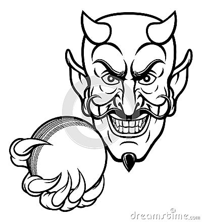 Devil Cricket Sports Mascot Vector Illustration