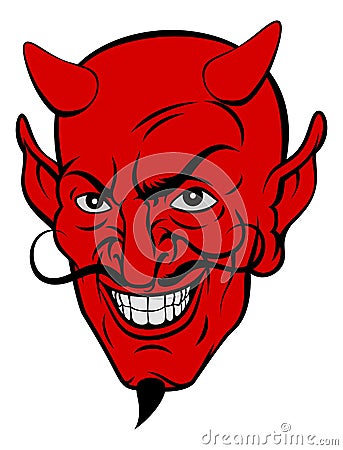 Devil Cartoon Face Vector Illustration