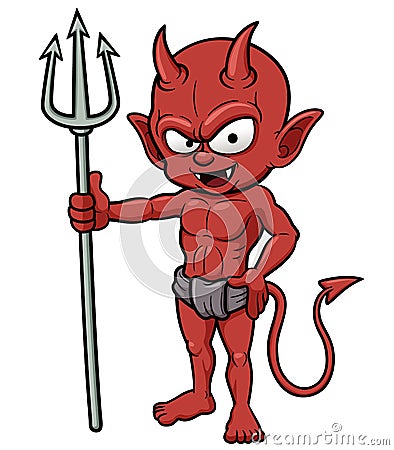 Devil cartoon holding a trident Vector Illustration