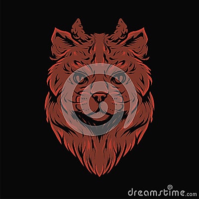 devil cat's head with horn vector illustration in modern style Vector Illustration