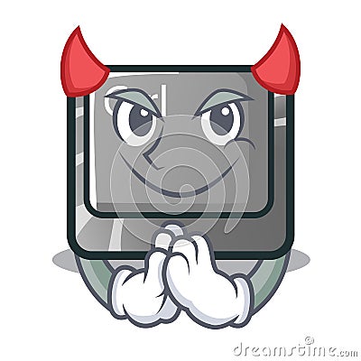 Devil character ctrl button attached on computer Vector Illustration