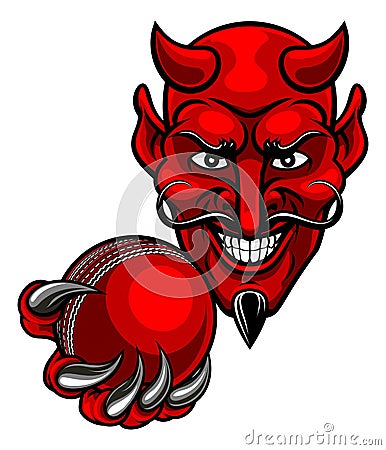 Devil Cricket Sports Mascot Vector Illustration