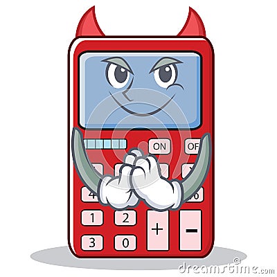 Devil cute calculator character cartoon Vector Illustration